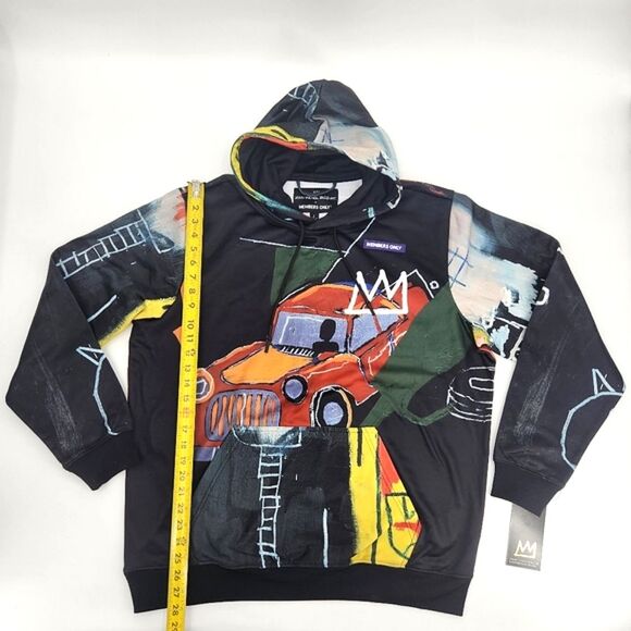 Jean-Michel Basquiat + Members Only Graphic Print Pullover Hoodie Sweatshirt L - Picture 7 of 11